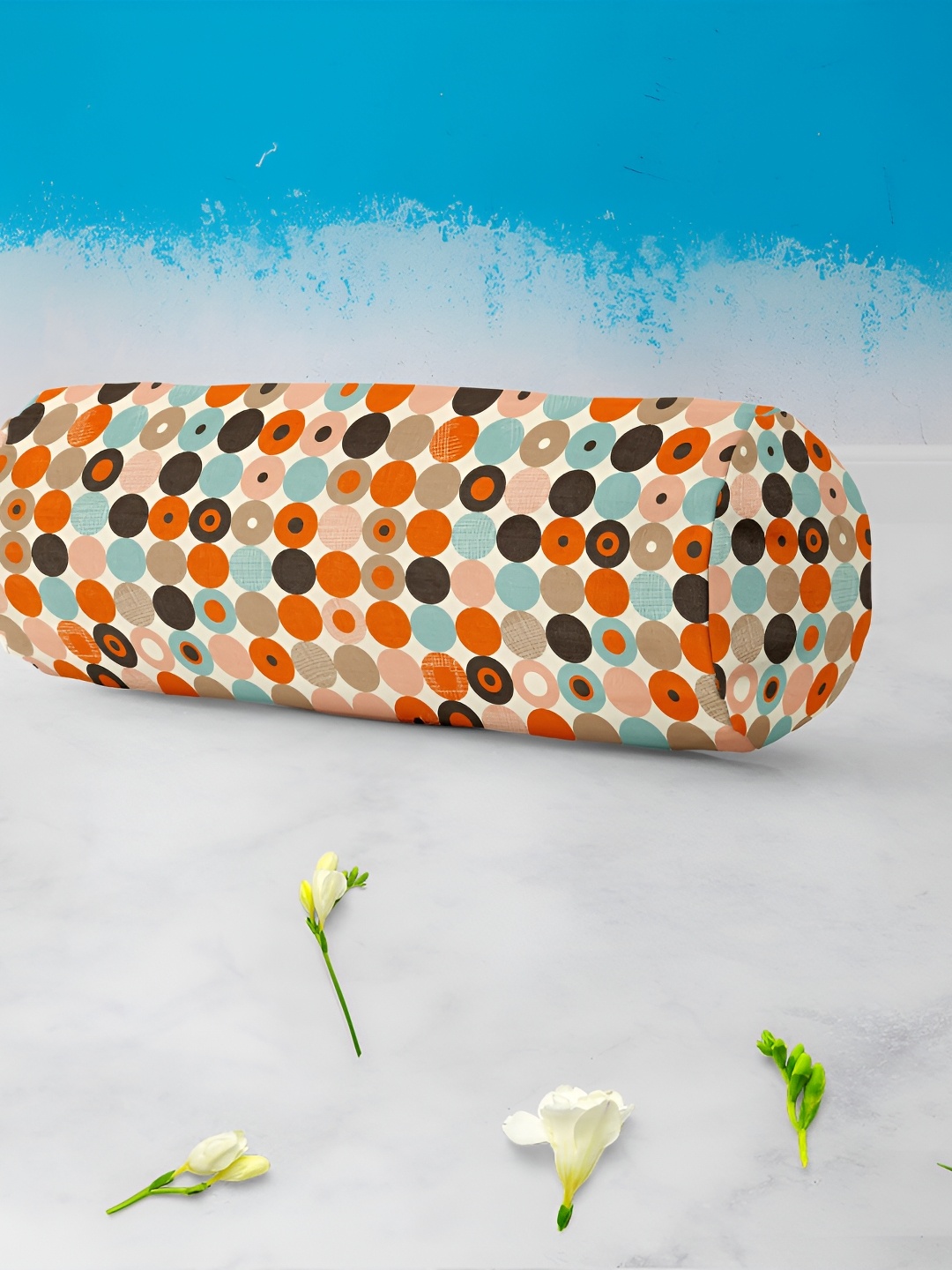 

ArtzFolio 2 Pieces Beige Geometric Printed Bolster Covers with Concealed Zipper