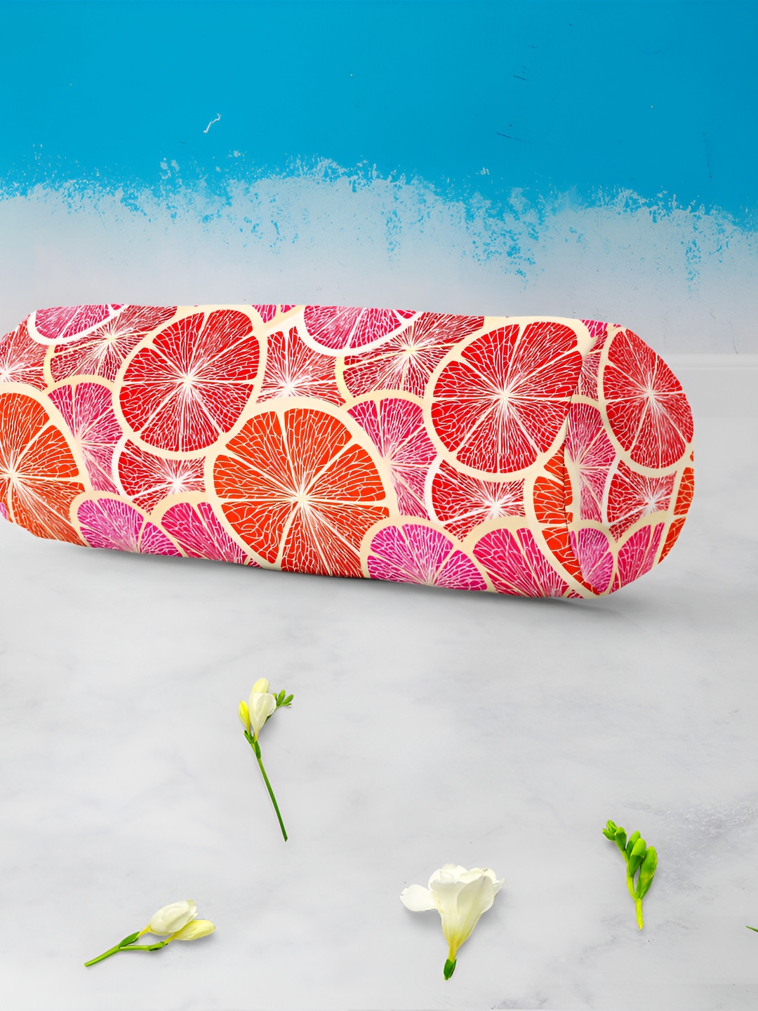 

ArtzFolio Red and White 2 Pieces Bolster Covers