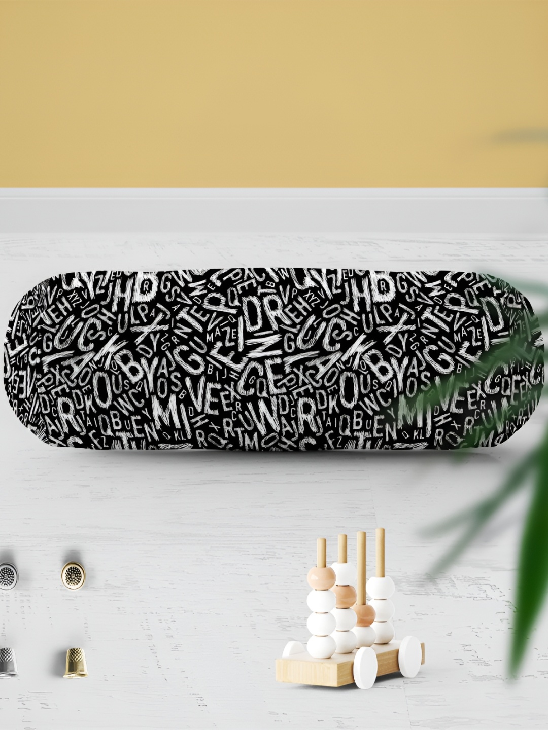 

ArtzFolio Black & White 2 Pieces Typography Printed Velvet Bolster Covers