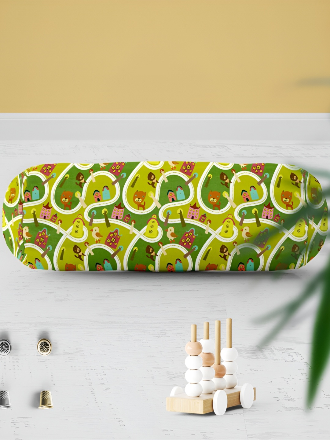 

ArtzFolio Green & White 2 Pieces Abstract Printed Bolster Covers