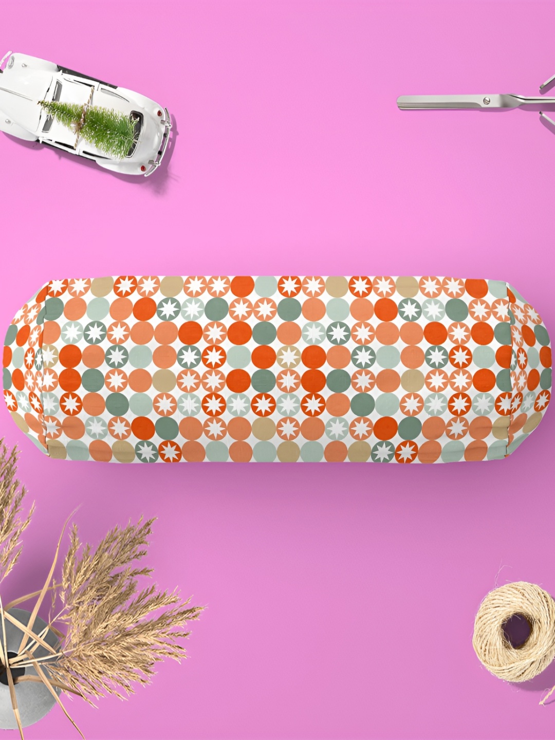 

ArtzFolio White & Orange Colored 2 Pieces Printed Eco-Friendly Bolster Covers