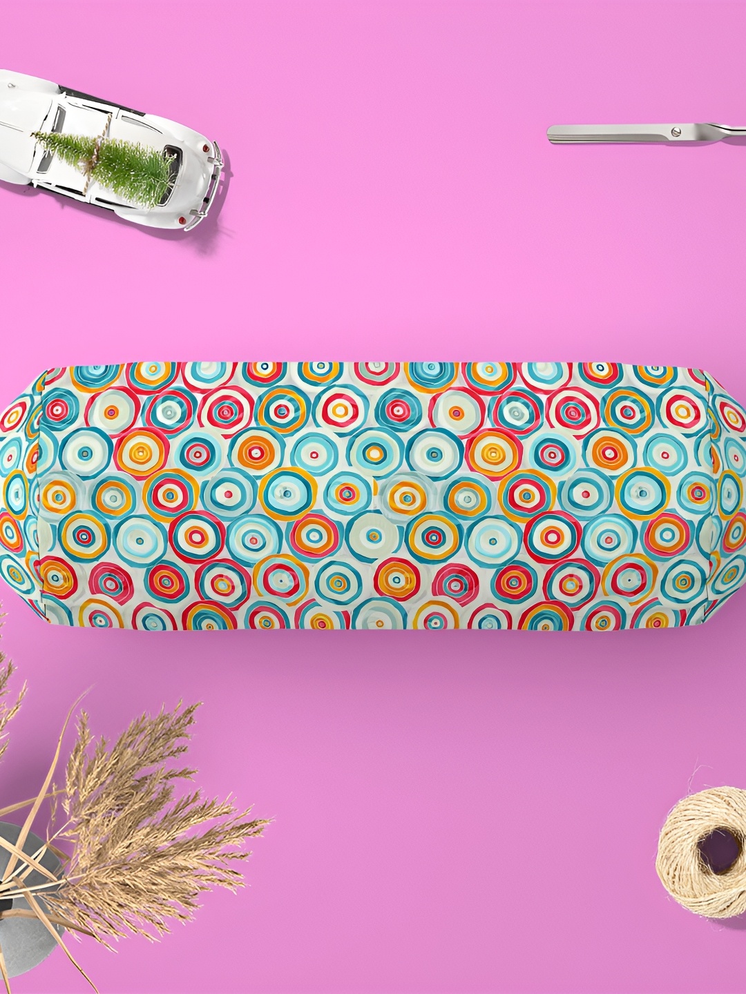 

ArtzFolio Cream & Pink 2 pcs Geometric Printed Bolster Covers with Concealed Zipper