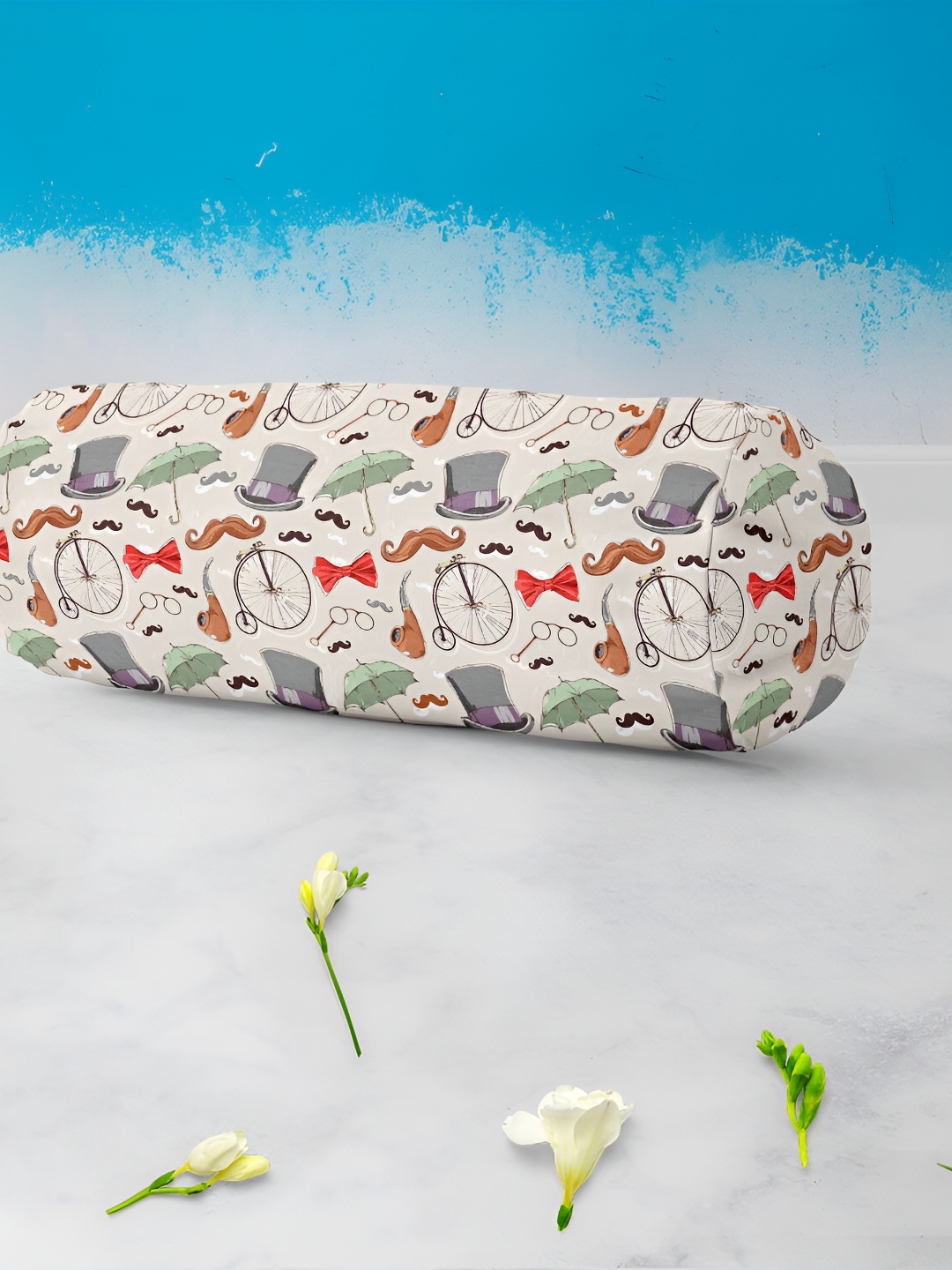 

ArtzFolio Off White & Grey 2 Pieces Printed Eco-Friendly Bolster Covers