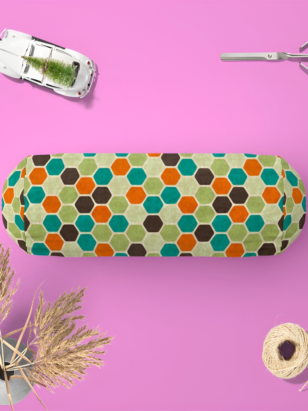 

ArtzFolio 2 Pcs Green & Brown Printed Velvet Bolster Covers