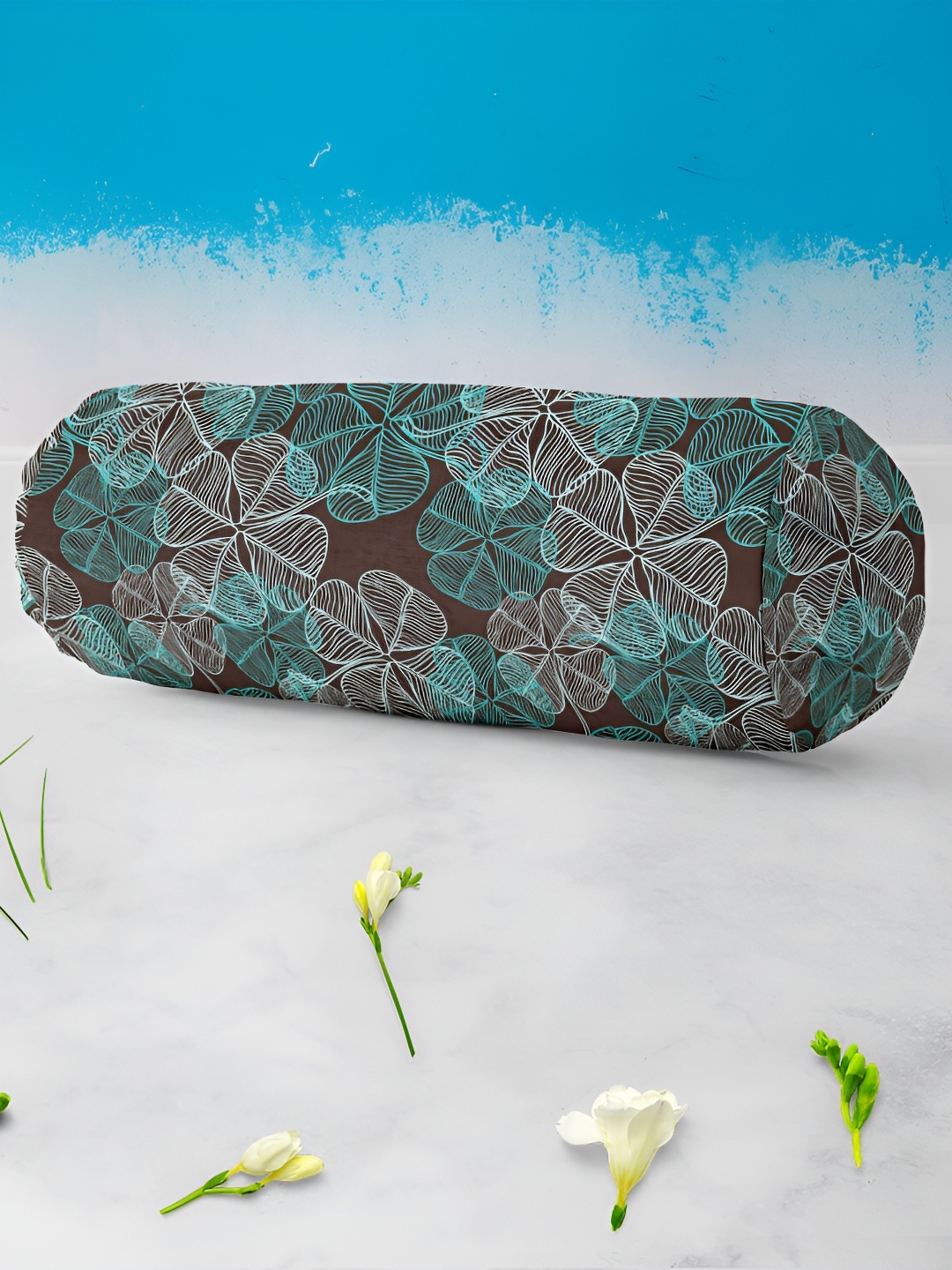 

ArtzFolio 2 Pieces Brown & Turquoise Blue Printed Bolster Covers