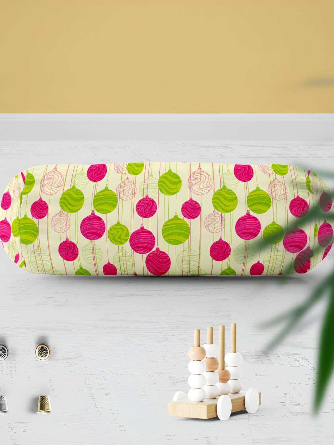 

ArtzFolio Cream Colored & Green 2 Pieces Printed Eco-Friendly Bolster Covers