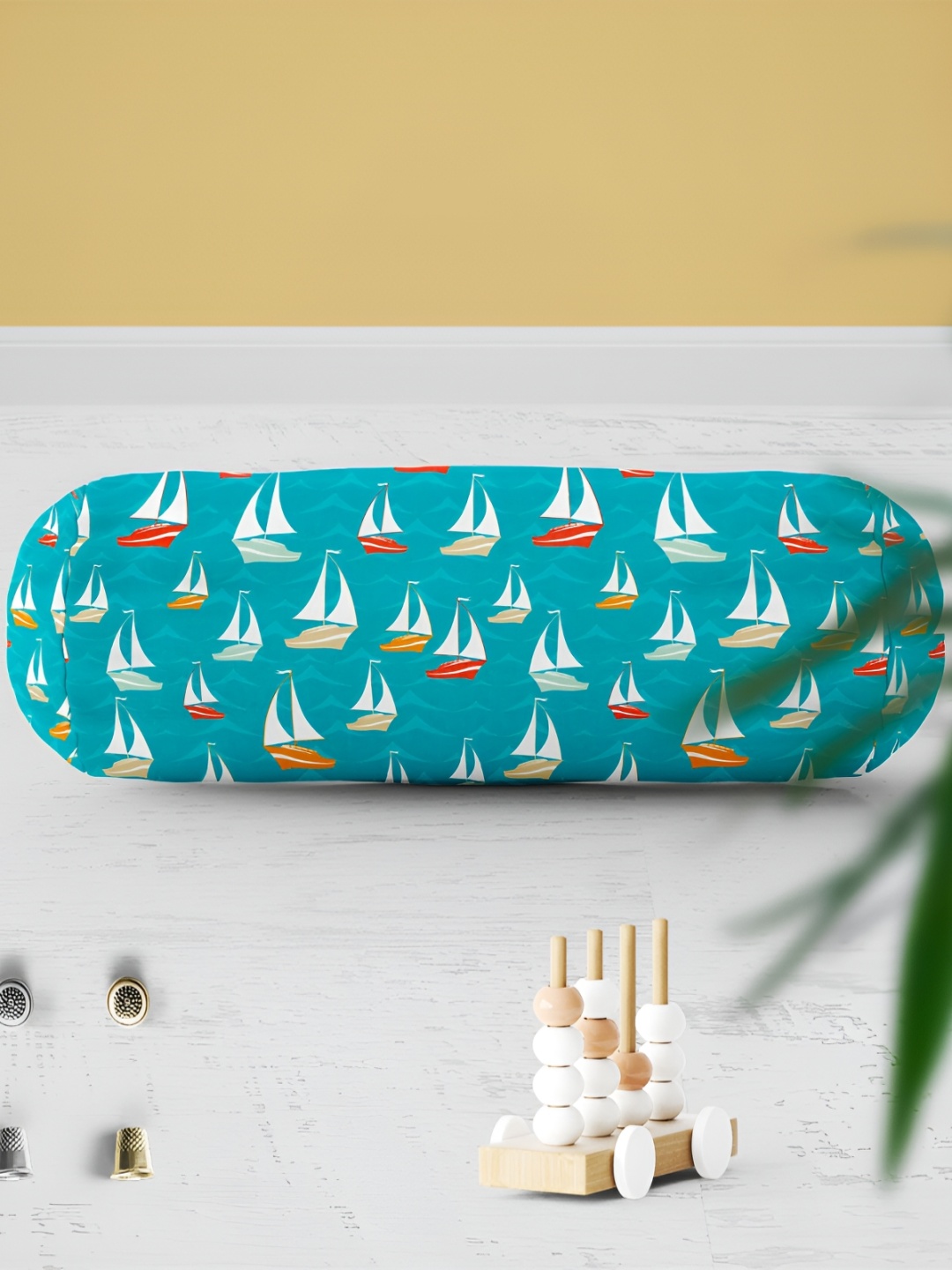 

ArtzFolio Turquoise Bue & Red 2Pcs Printed Bolster Covers, Turquoise blue