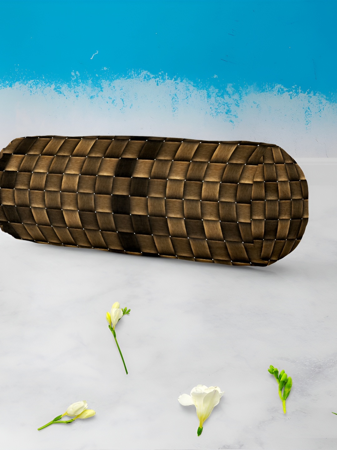 

ArtzFolio Brown & Beige 2 Pieces Printed Velvet Bolster Covers