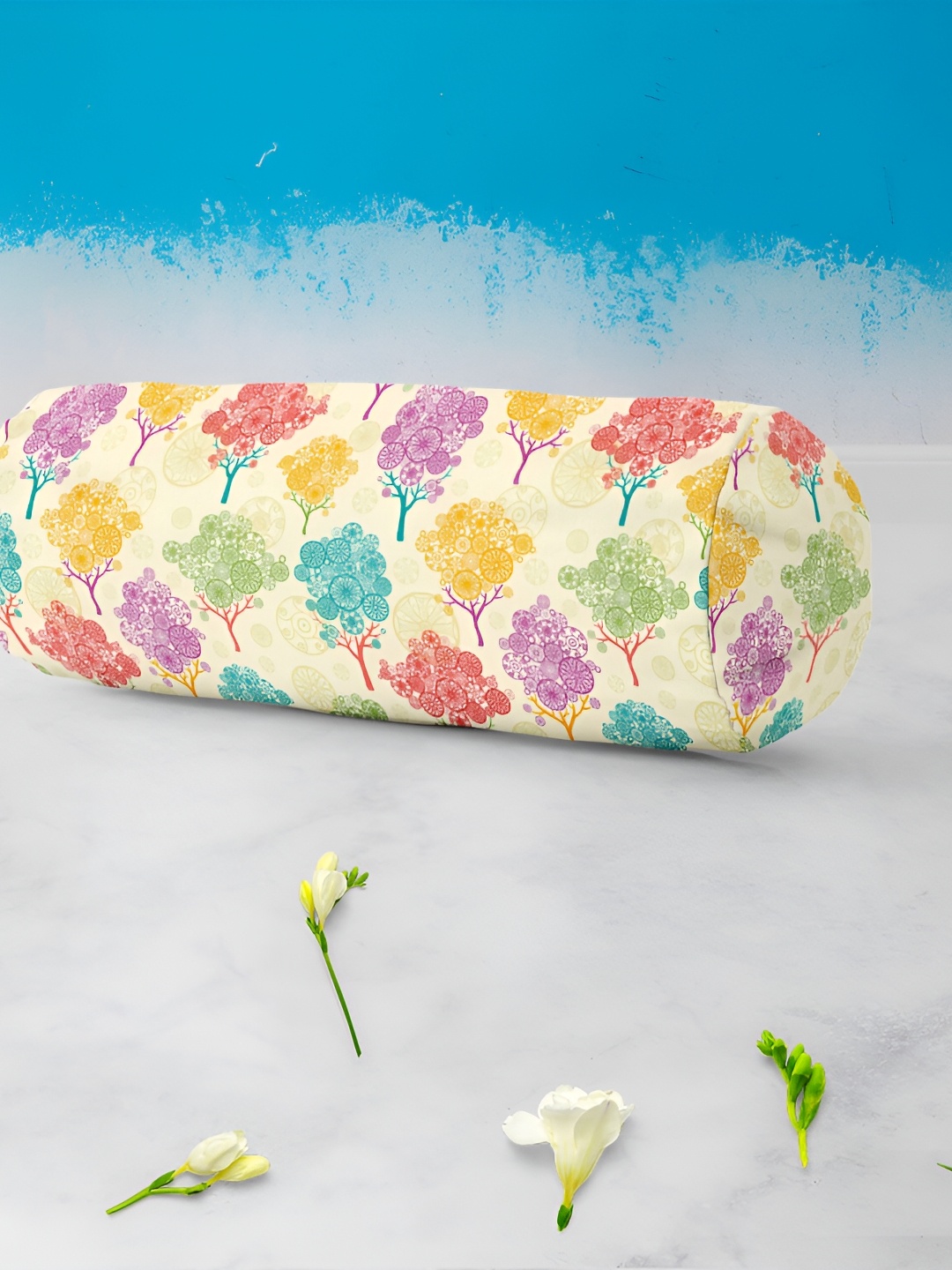 

ArtzFolio Beige & Red 2 Pieces Printed Bolster Covers