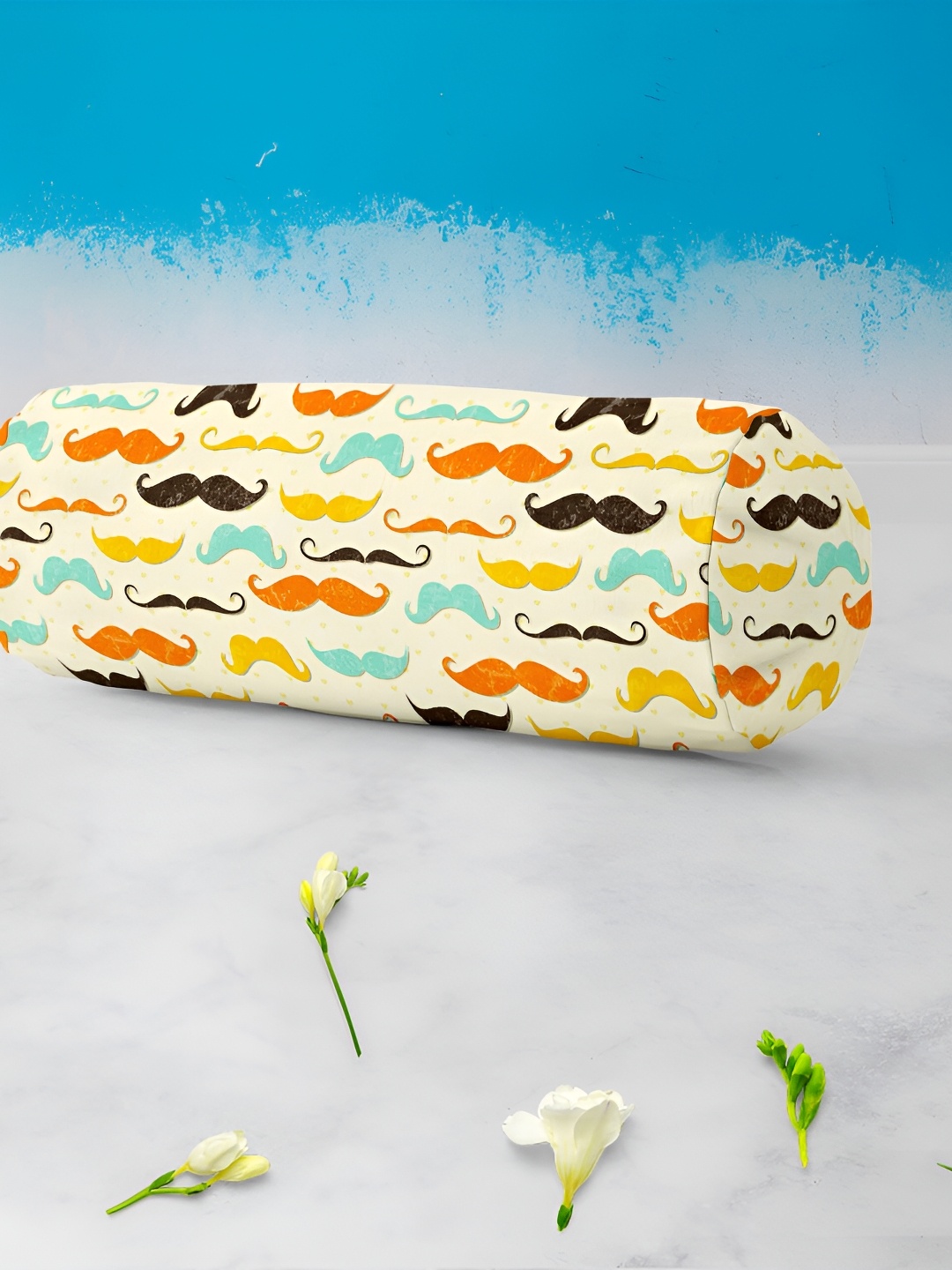 

ArtzFolio Cream Colored & Black 2 Pieces Printed Eco-Friendly Bolster Covers