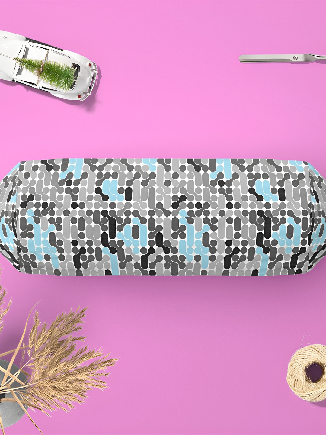 

ArtzFolio Grey & White 2 Pieces Printed Eco-Friendly Bolster Covers