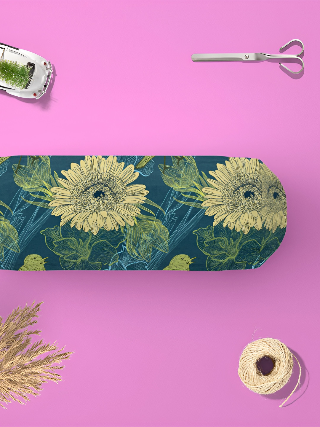 

ArtzFolio Blue & Yellow 2 Pieces Floral Printed Bolster Covers