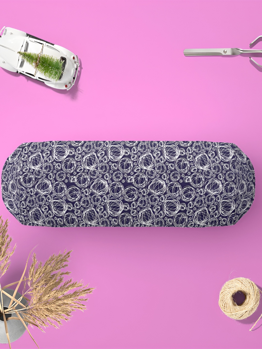 

ArtzFolio Blue & White 2 Pcs Geometric Printed Bolster Cover