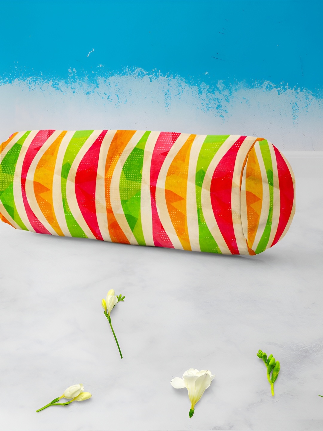 

ArtzFolio 2 Pieces Geometric Print Velvet Bolster Covers, Red