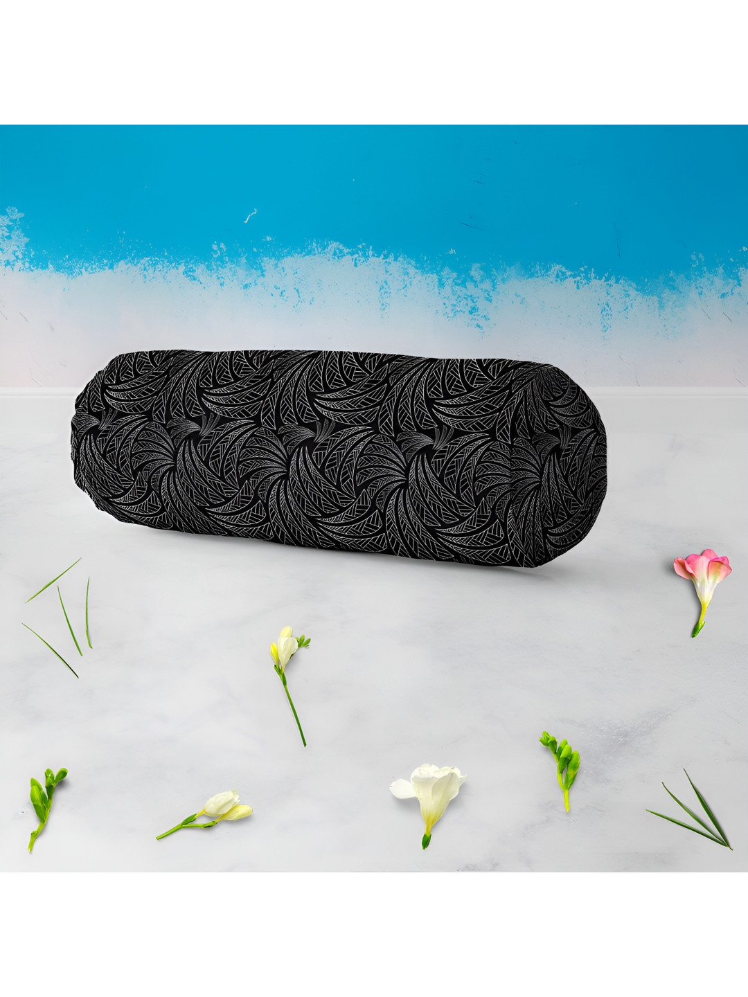 

ArtzFolio Black & White 2-Pcs Floral Printed Cotton Canvas Bolster Covers
