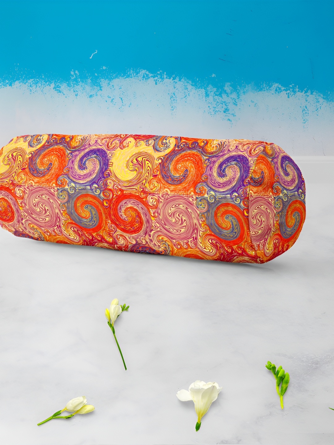 

ArtzFolio 2 Pcs Red & Yellow Printed Velvet Bolster Covers