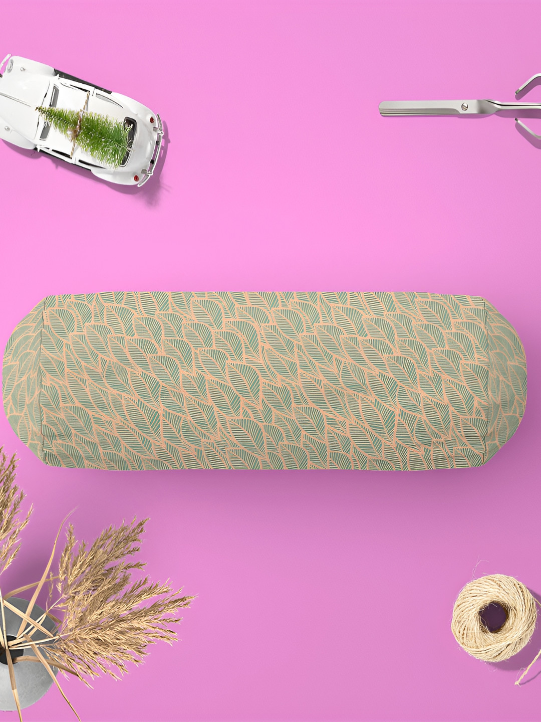 

ArtzFolio Peach & Teal Blue 2Pcs Floral Printed Bolster Covers