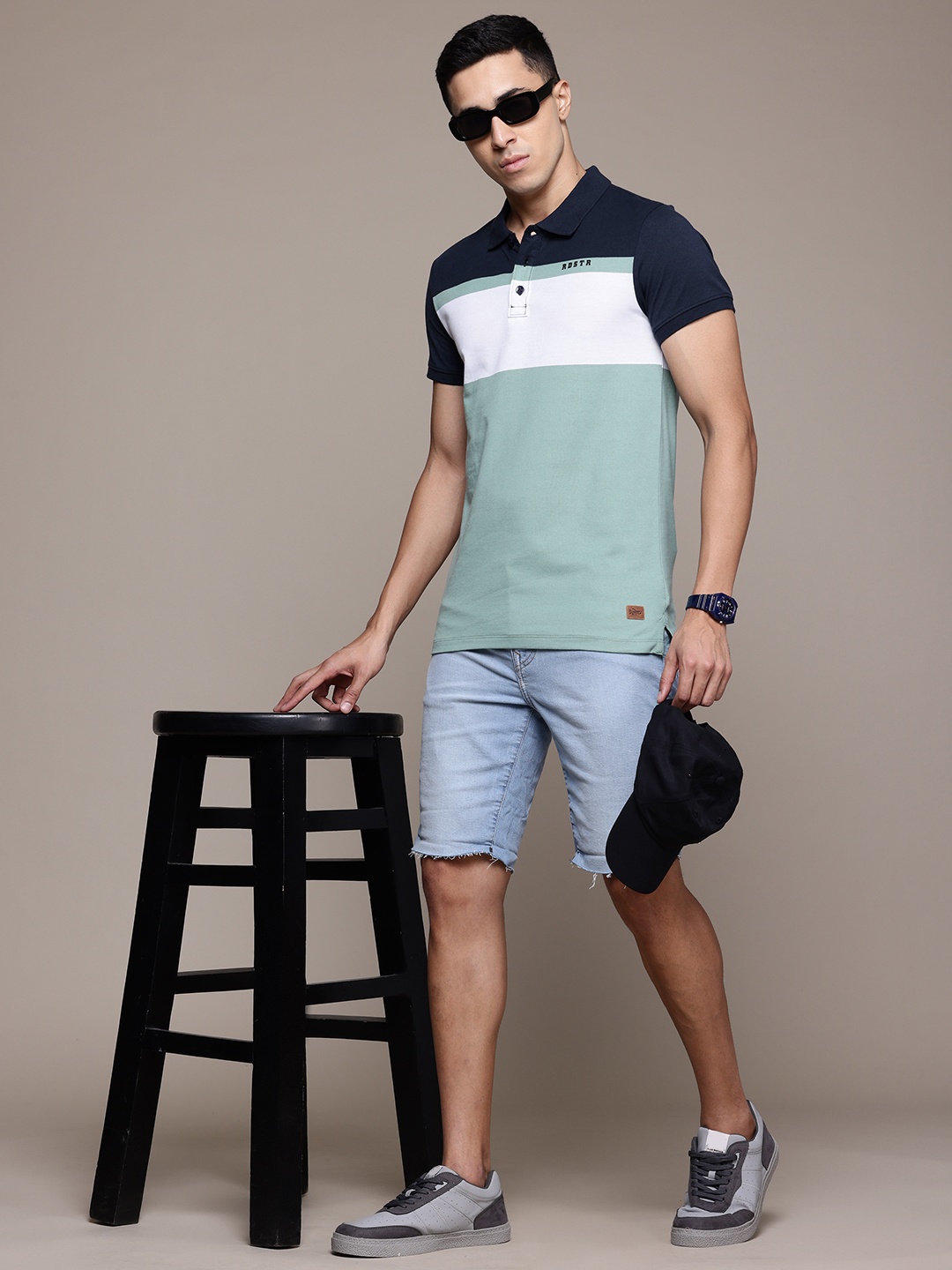 

The Roadster Lifestyle Co. Striped Polo Collar T-shirt, Green