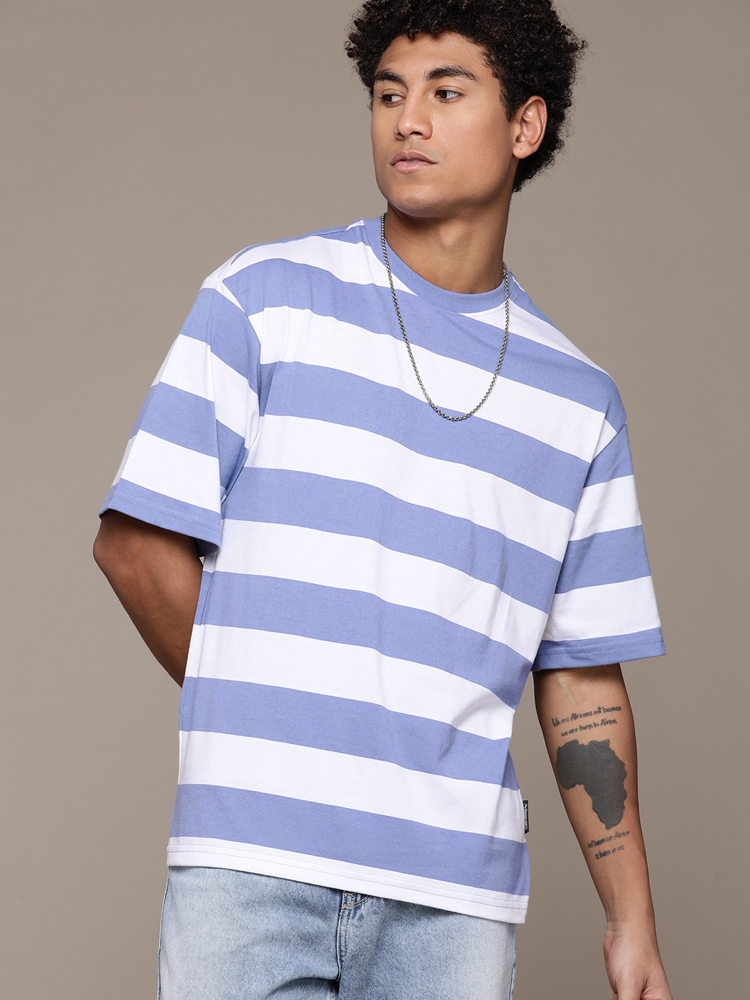 

The Roadster Lifestyle Co. Striped Relaxed Fit T-shirt, Blue