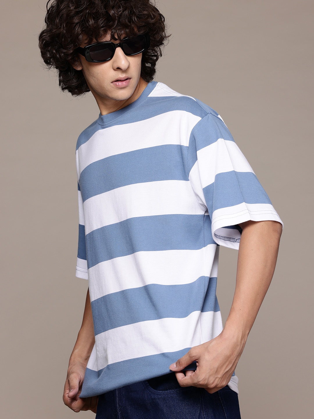 

The Roadster Lifestyle Co. Striped Relaxed Fit T-shirt, Blue