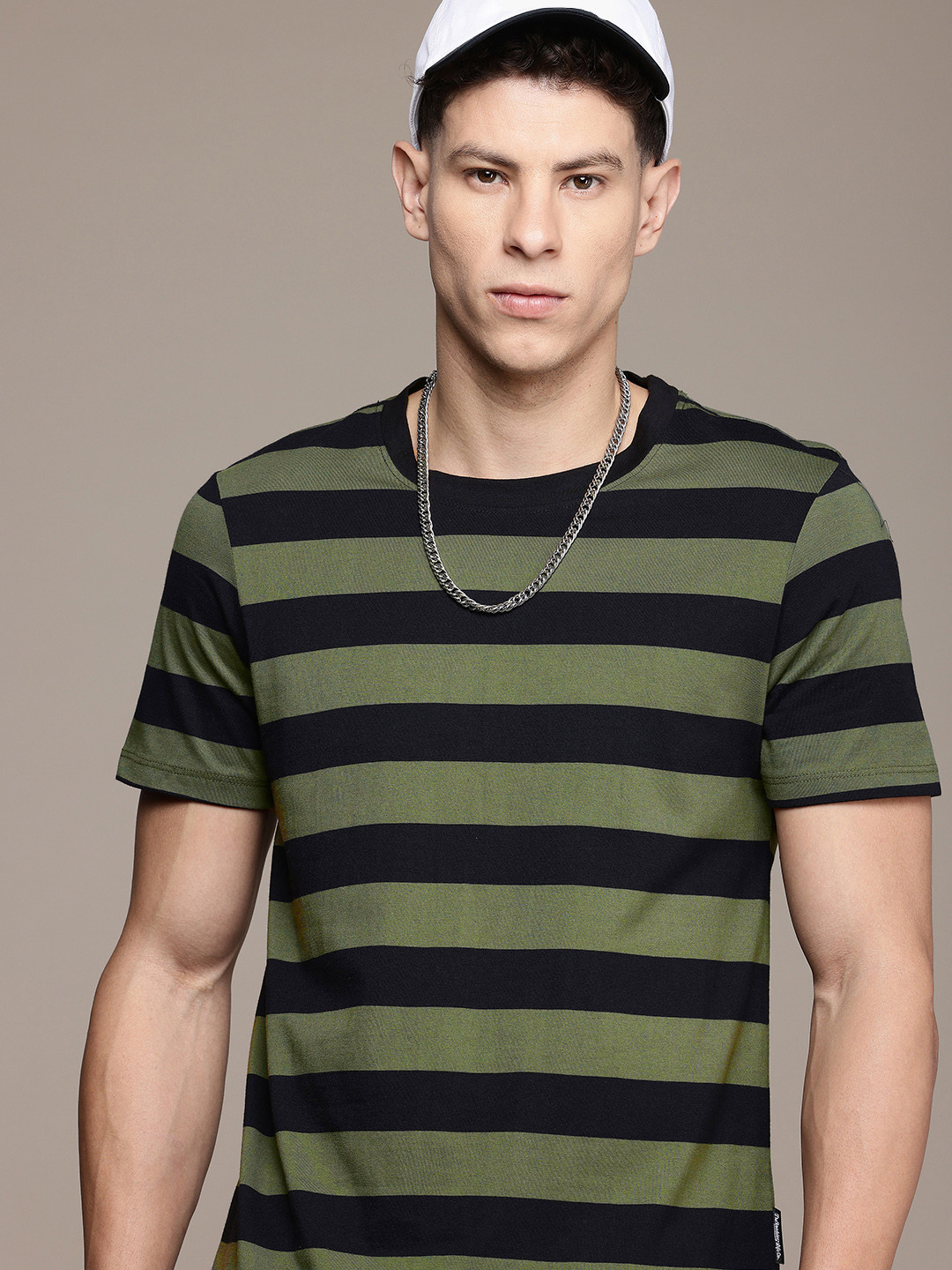 

The Roadster Life Co. Striped Casual T-shirt, Olive