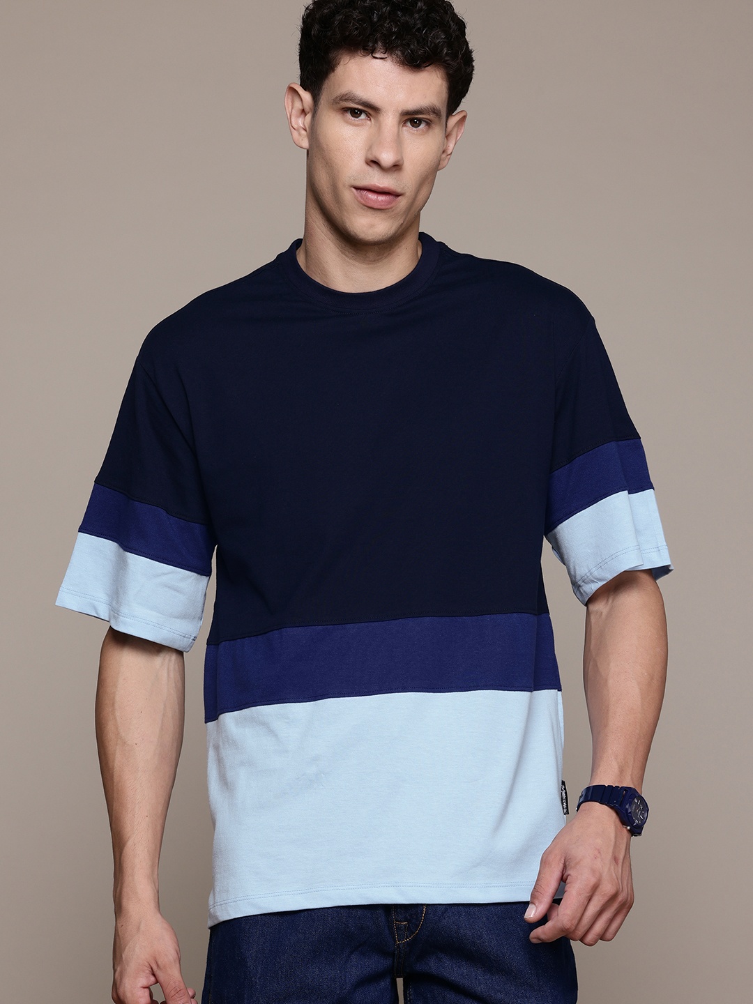 

The Roadster Lifestyle Co. Colourblock Relaxed Fit T-shirt, Navy blue