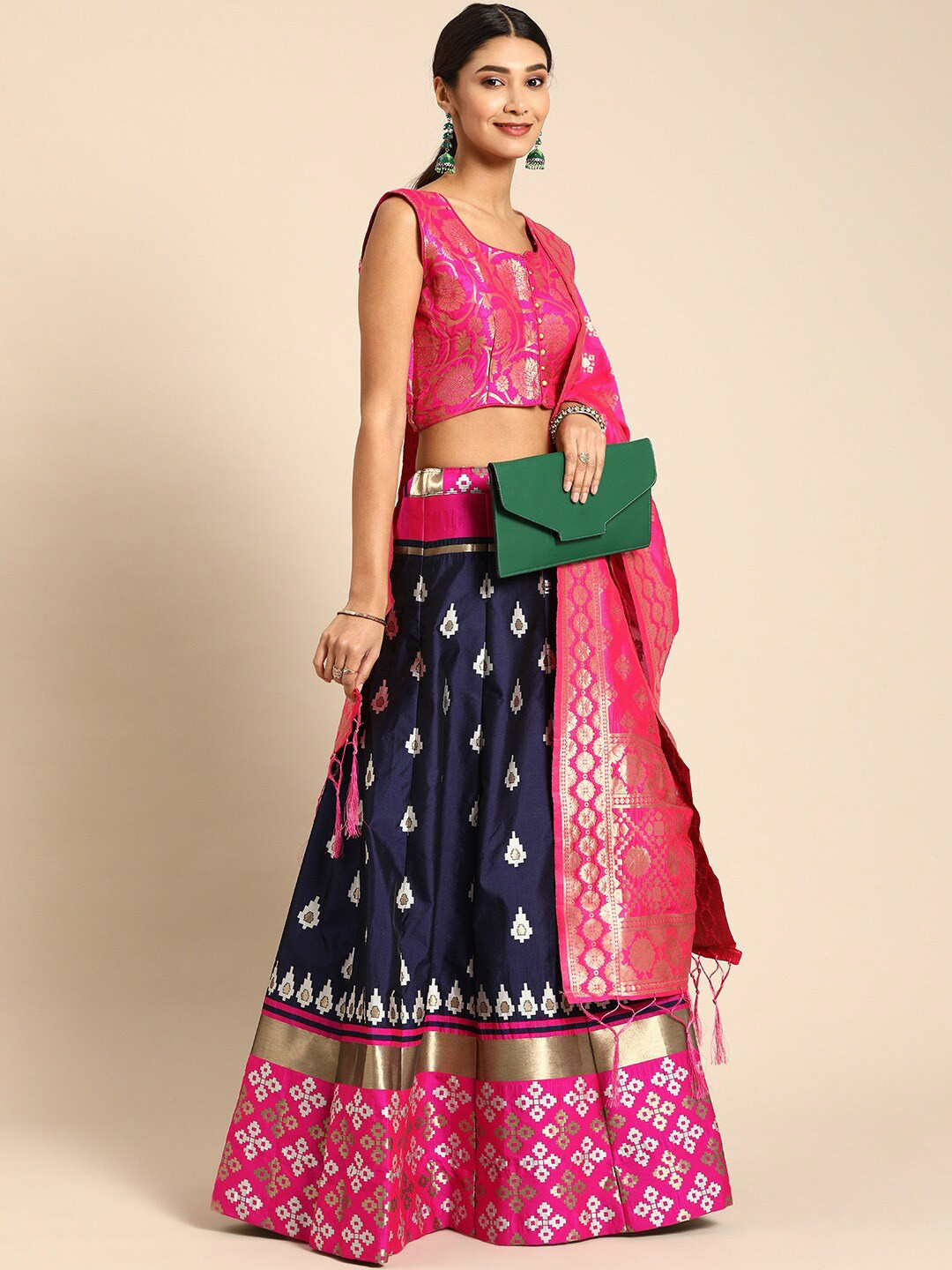 

HRITIKA Semi-Stitched Lehenga & Blouse With Dupatta, Pink