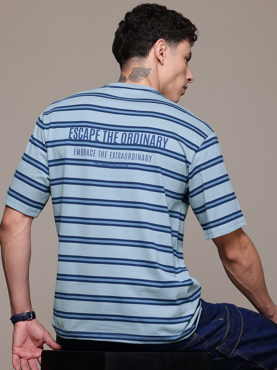 

The Roadster Lifestyle Co. Striped Relaxed Fit T-shirt, Blue