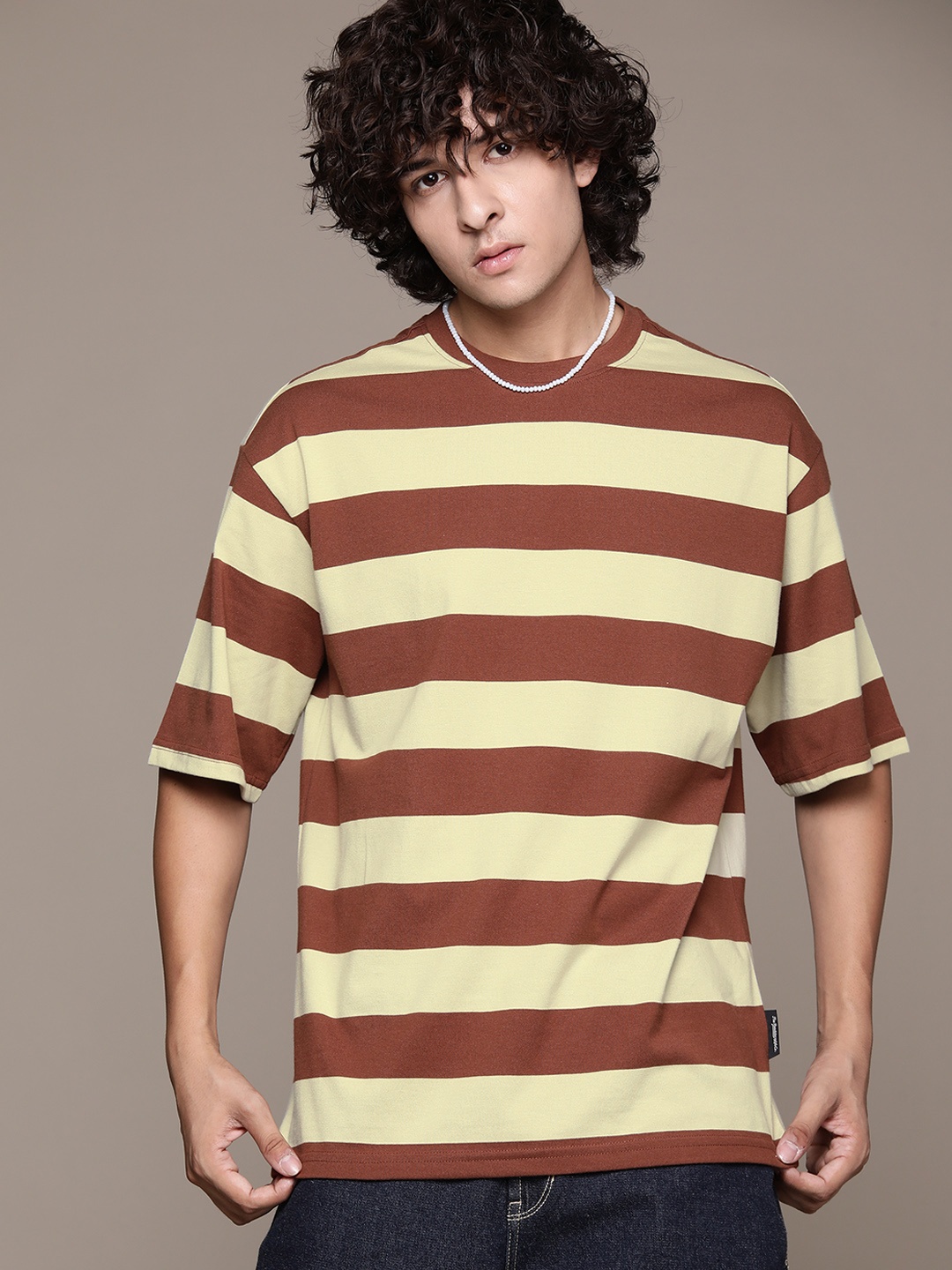 

The Roadster Lifestyle Co. Striped Relaxed Fit T-shirt, Brown