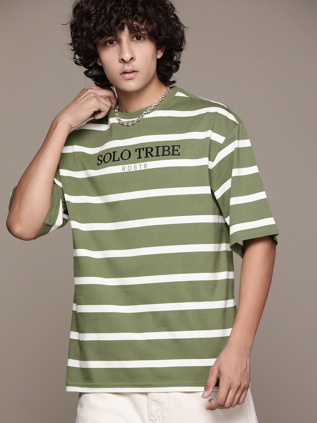 

The Roadster Lifestyle Co. Striped Relaxed Fit T-shirt, Green
