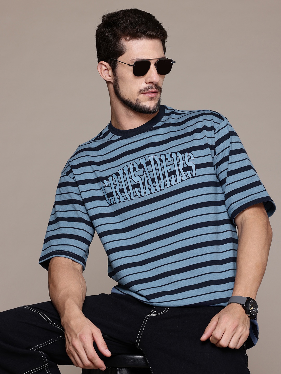 

The Roadster Lifestyle Co. Striped Relaxed Fit T-shirt, Blue