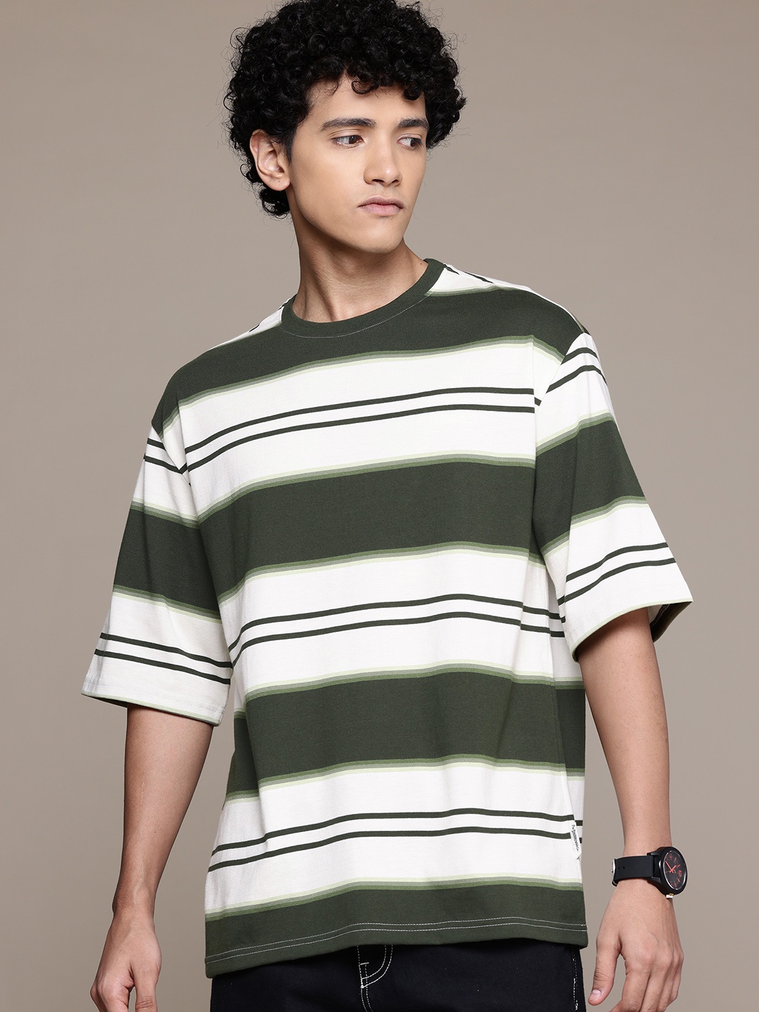 

The Roadster Lifestyle Co. Striped Oversize T-shirt, Olive