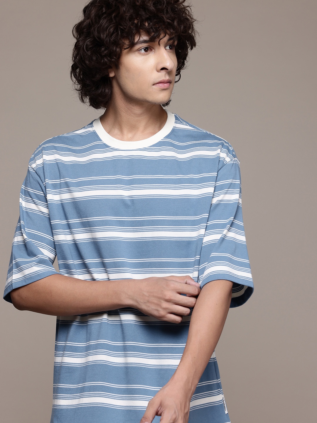 

The Roadster Lifestyle Co. Striped Oversized T-shirt, Blue