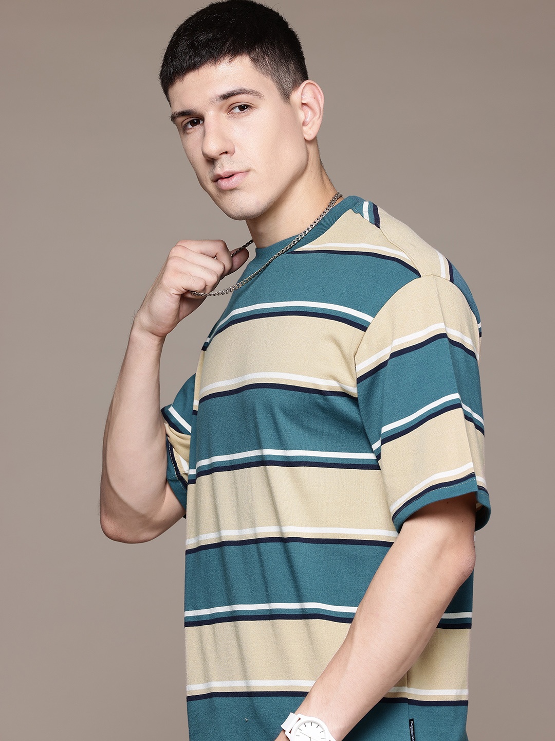 

The Roadster Lifestyle Co. Striped Relaxed Fit T-shirt, Teal