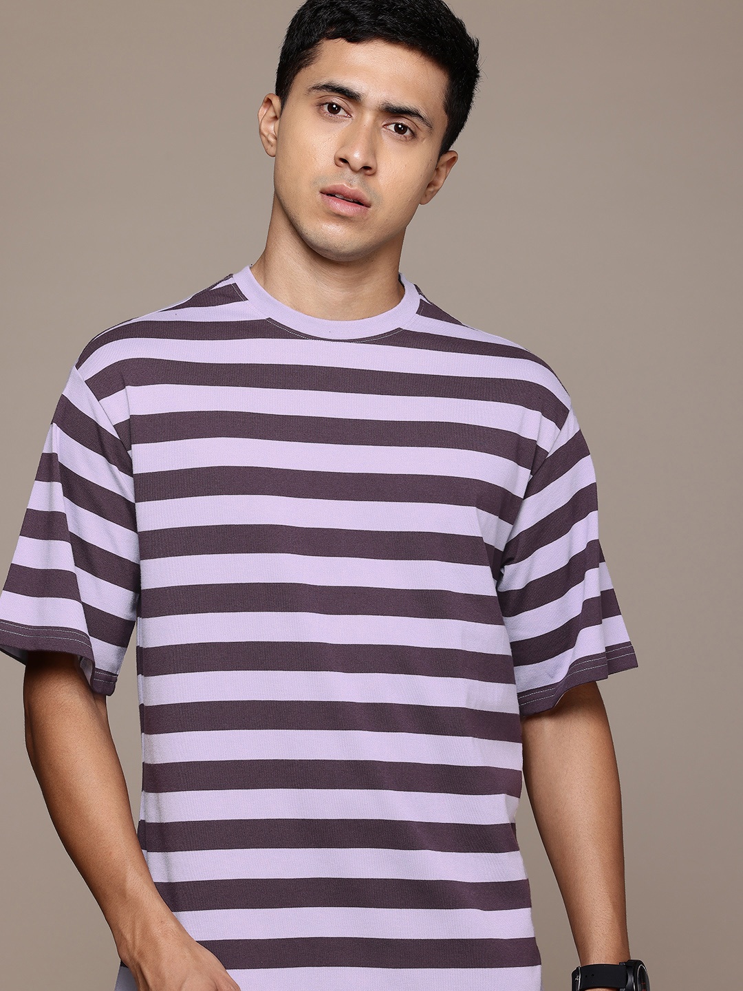 

The Roadster Lifestyle Co. Striped Relaxed Fit T-shirt, Purple