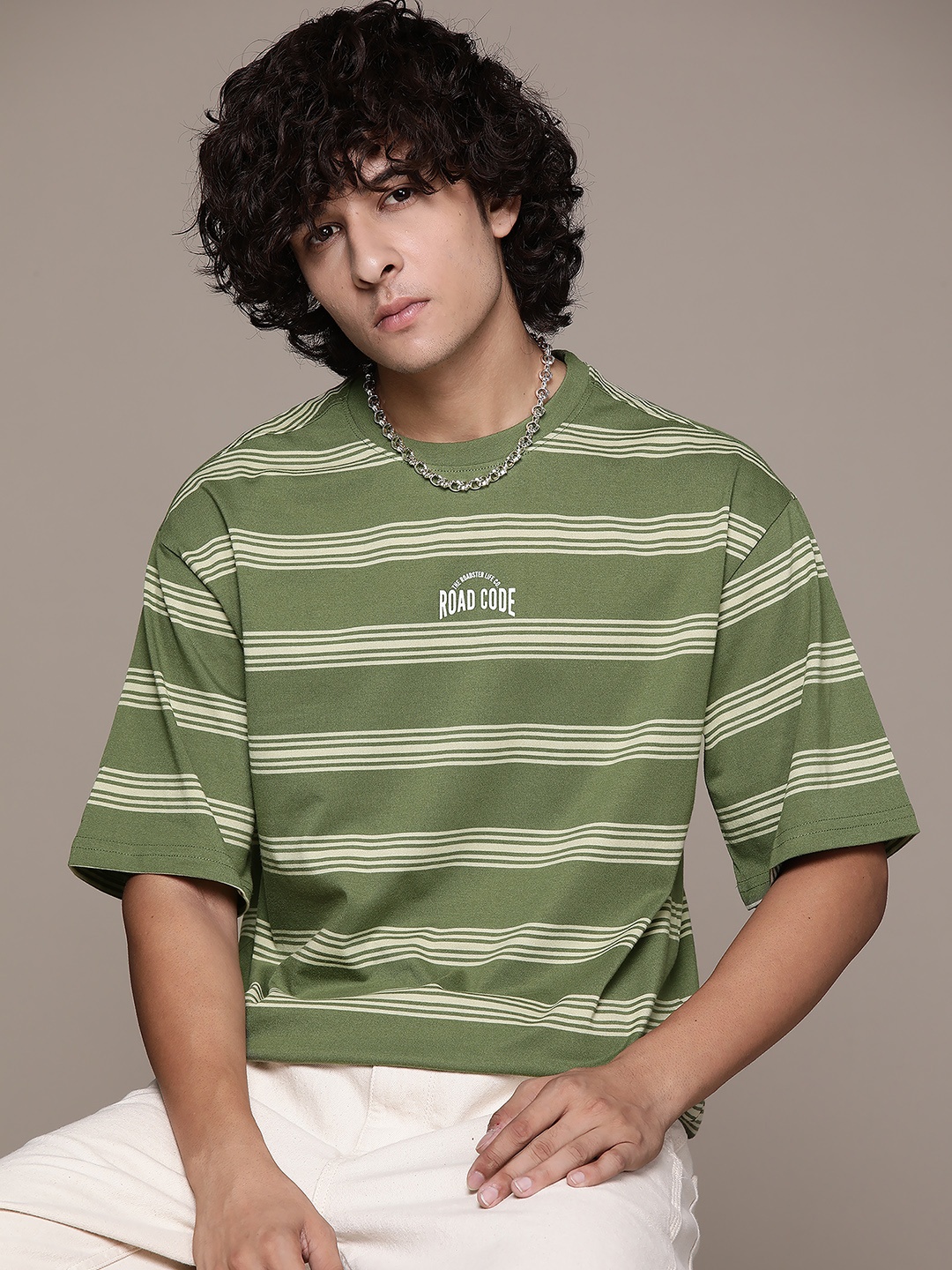 

The Roadster Lifestyle Co. Striped Relaxed Fit T-shirt, Green