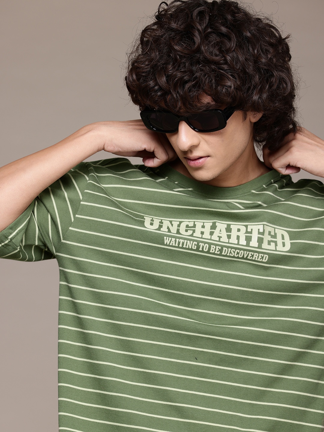 

The Roadster Lifestyle Co. Striped Oversized T-shirt, Green