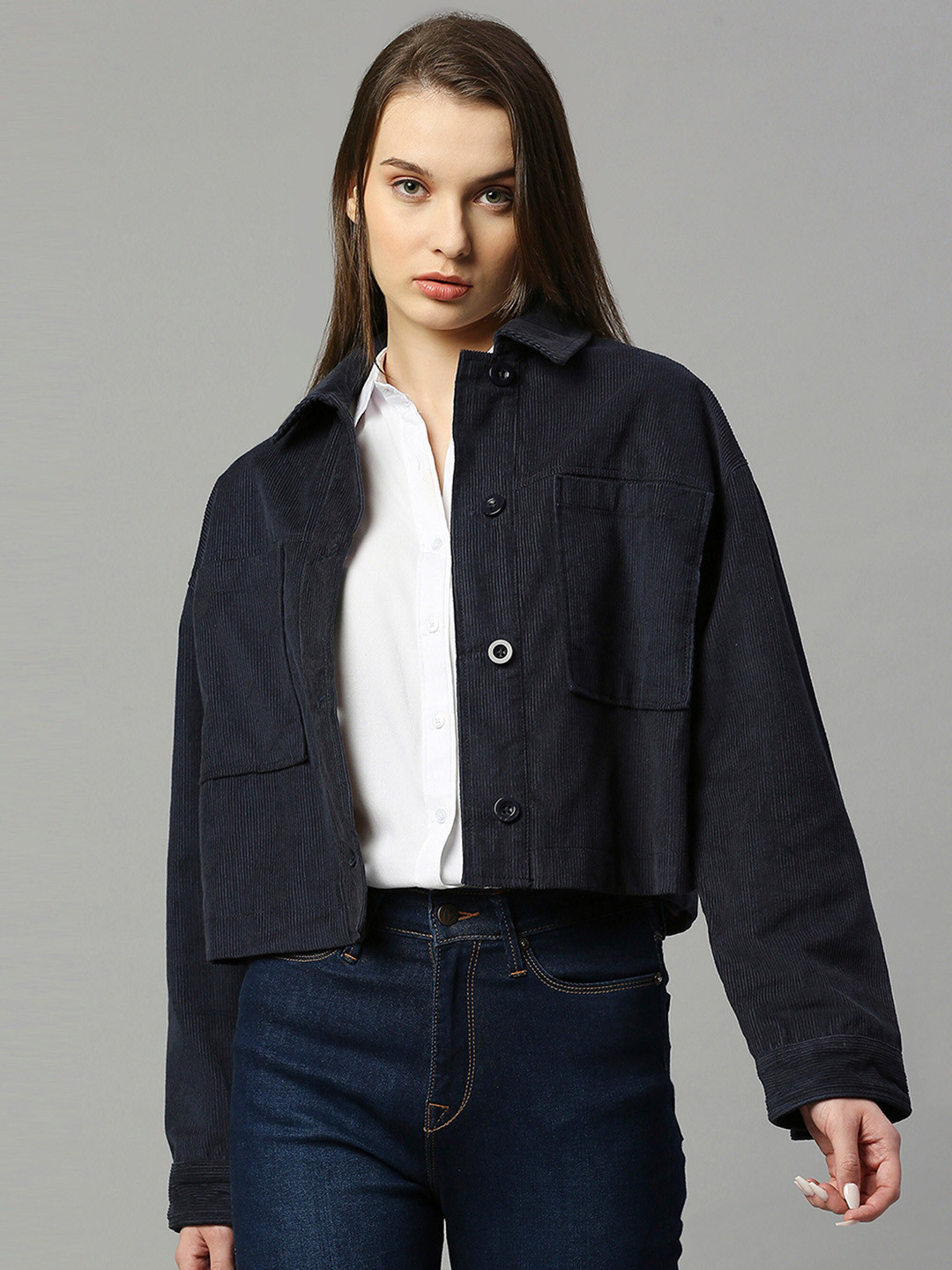 

Dream of Glory Inc Women Corduroy Jacket, Navy blue