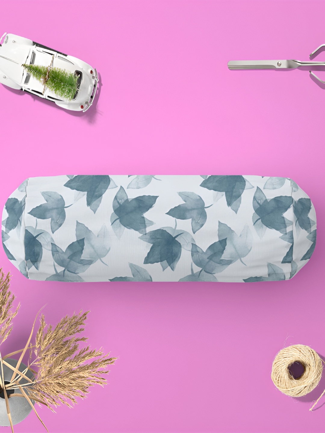 

ArtzFolio 2 Pcs White & Grey Printed Velvet Bolster Covers