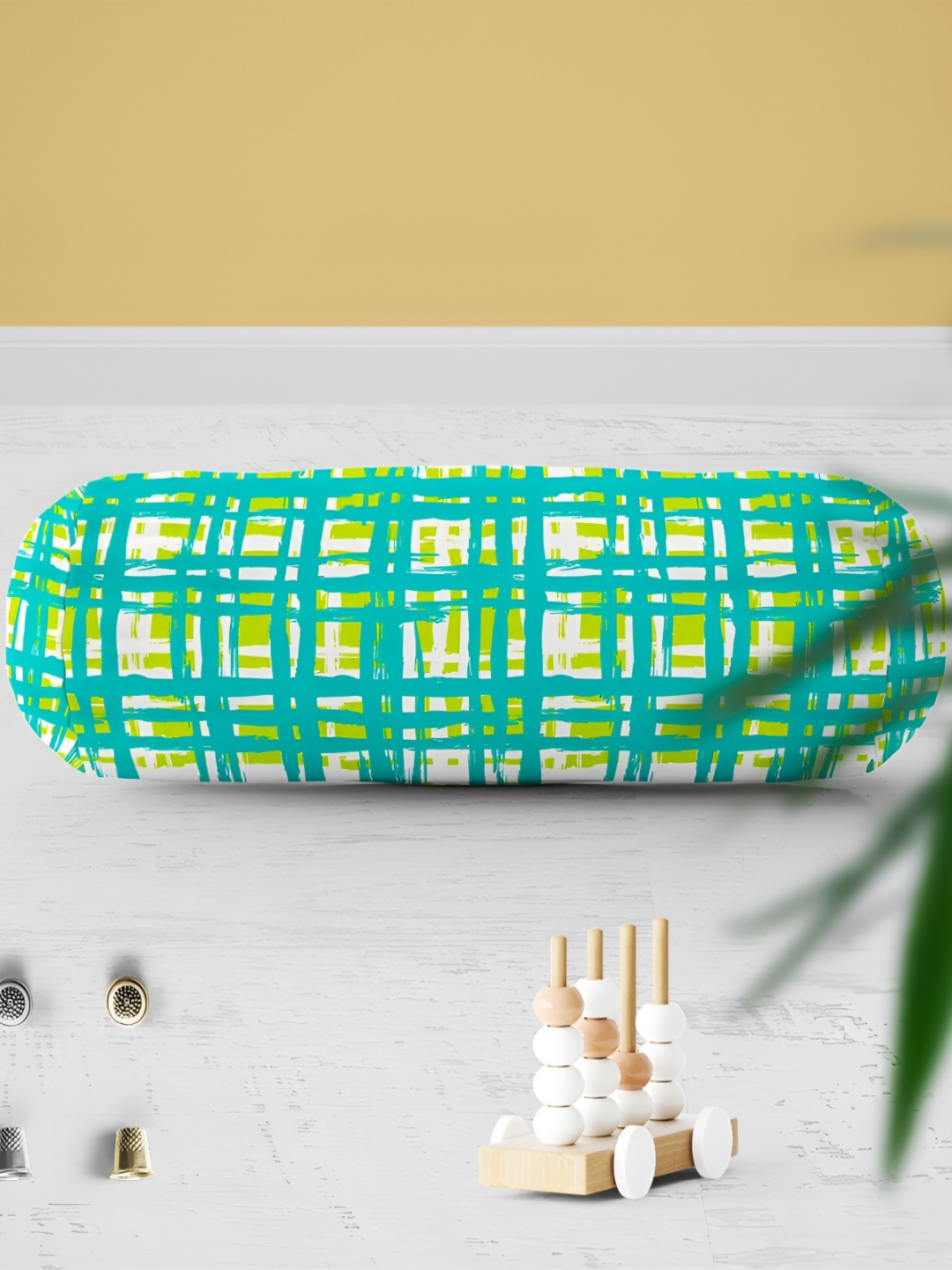 

ArtzFolio 2 Pcs Green & Yellow Printed Velvet Bolster Covers