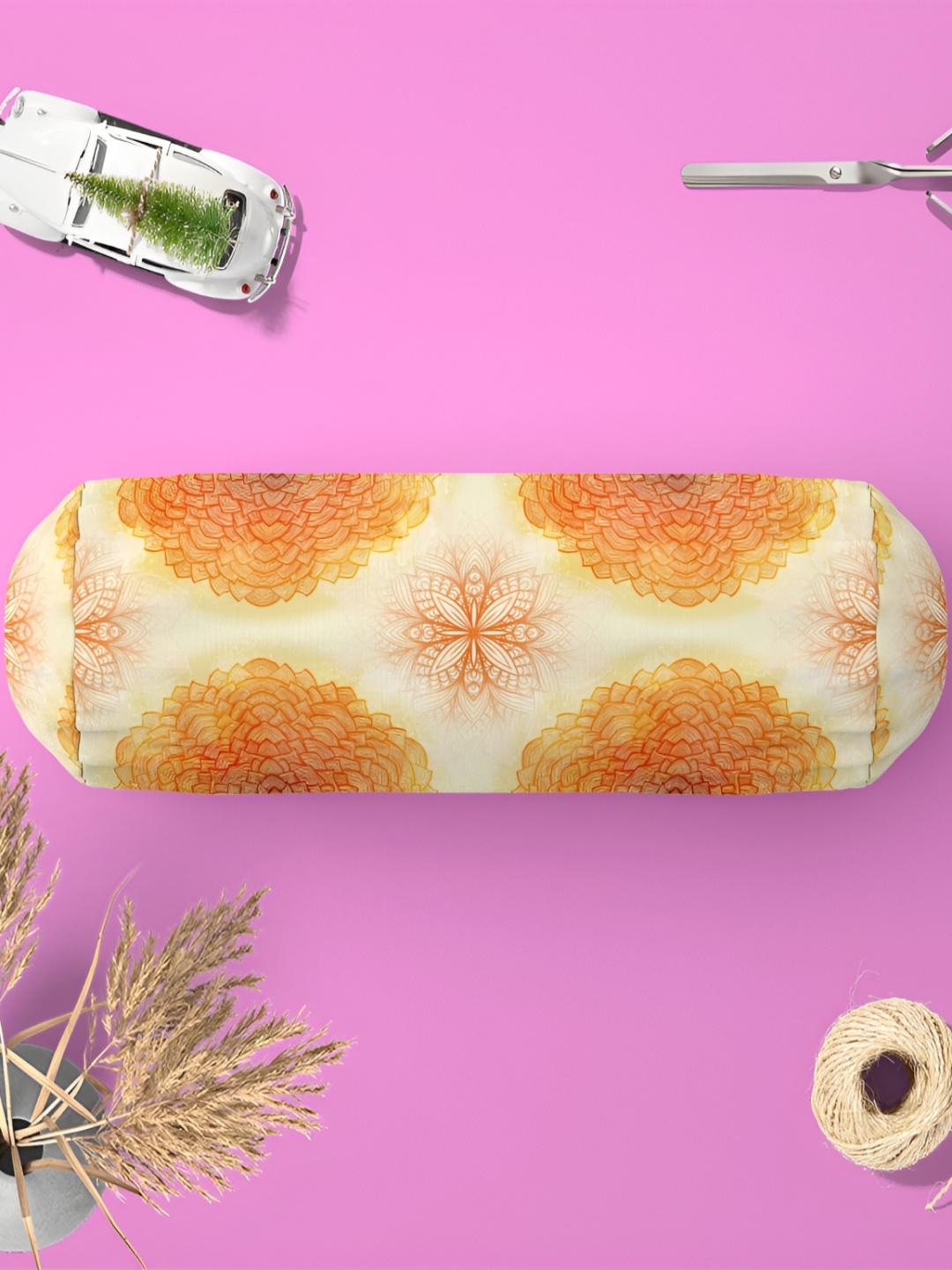

ArtzFolio Mustard & Cream 2 Pieces Printed Bolster Cover