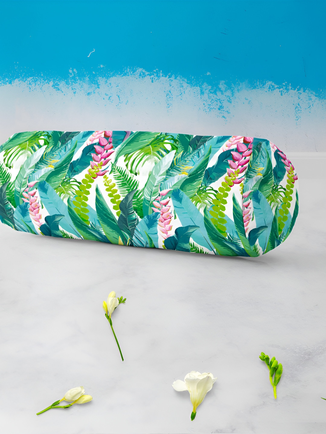

ArtzFolio Blue & Green 2-Pcs Floral Printed Cotton Canvas Bolster Covers