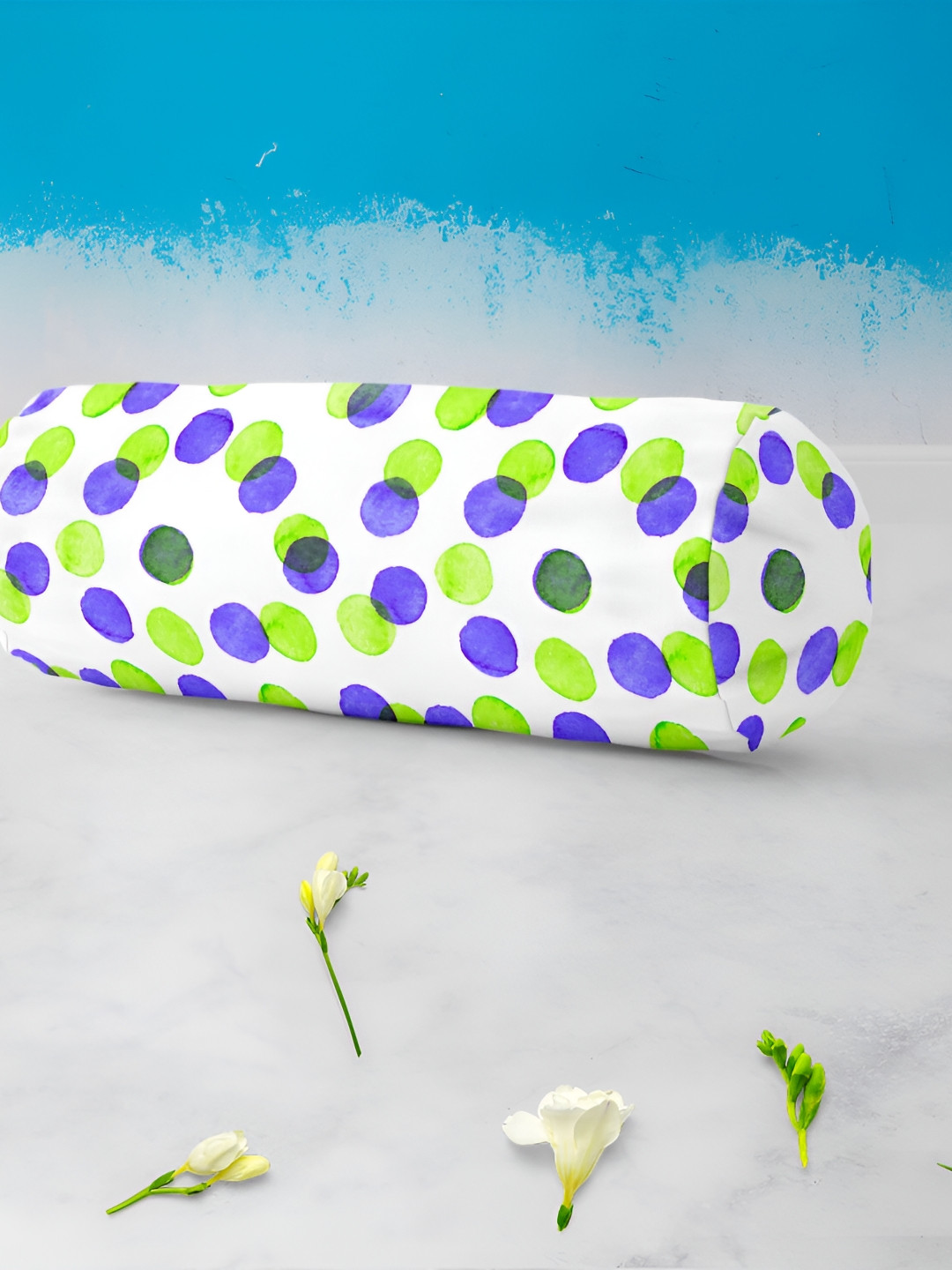 

ArtzFolio White & Blue 2 Pieces Printed Bolster Covers, Multi