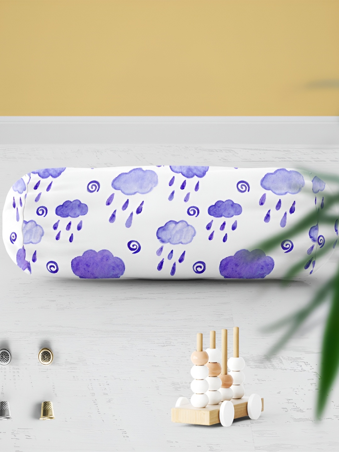 

ArtzFolio White & Purple 2Pcs Printed UV-Resistant Concealed Zipper Bolster Covers