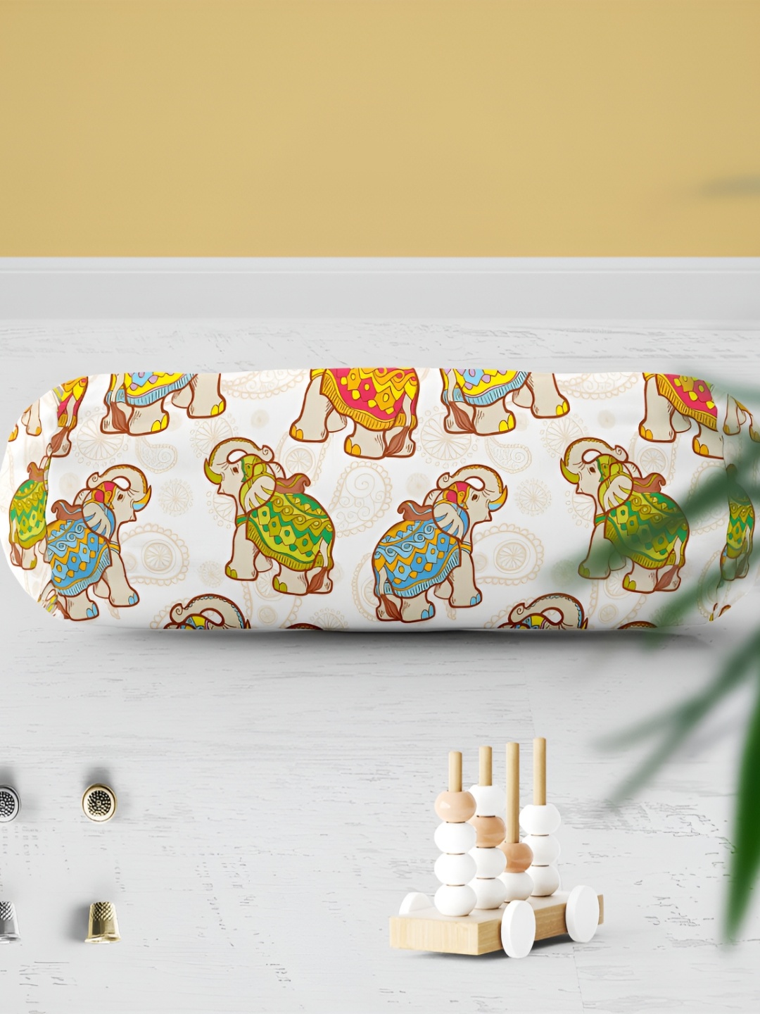 

ArtzFolio Cream & Green 2Pcs Ethnic Motifs Bolster Covers