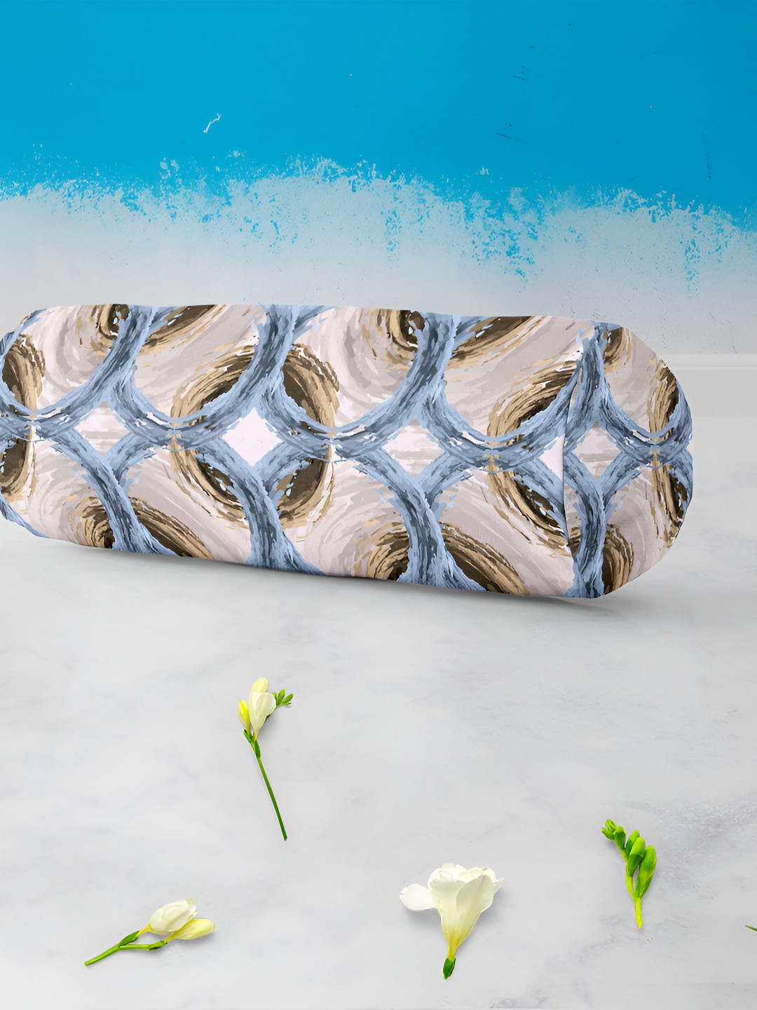 

ArtzFolio Grey & Brown 2Pcs Printed Bolster Covers
