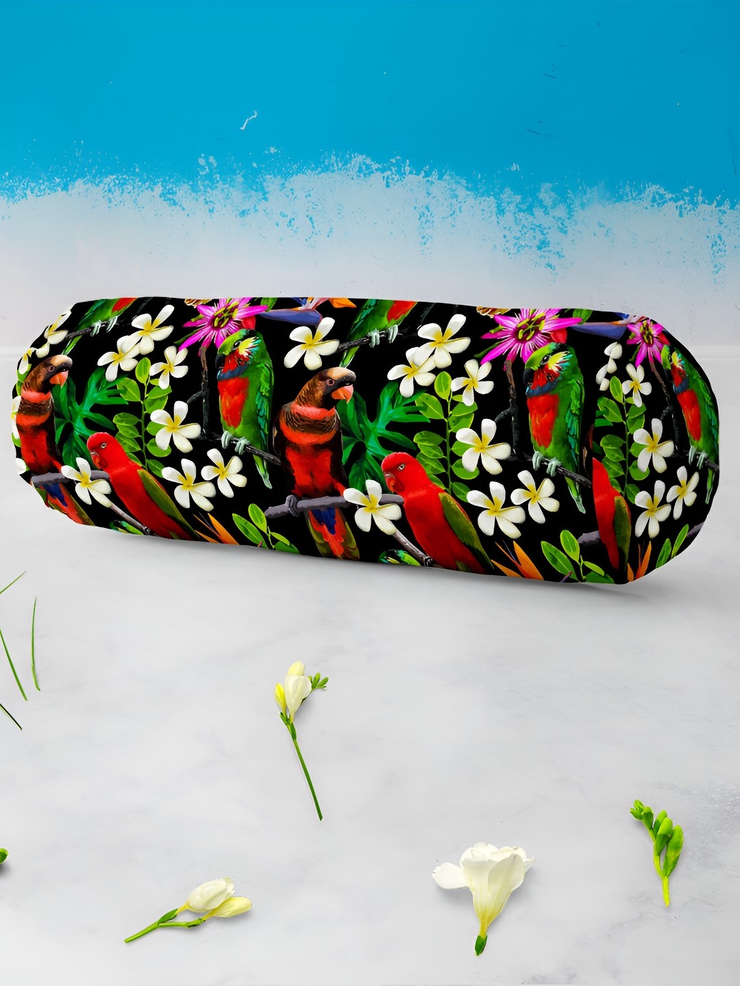 

ArtzFolio Black & Red 2Pcs Printed Bolster Covers with Concealed Zipper