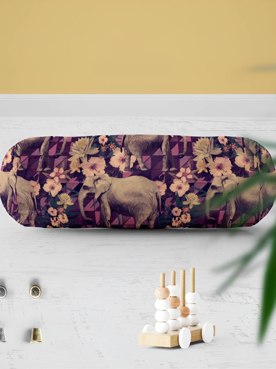 

ArtzFolio 2 Pcs Purple & Grey Printed Cotton Canvas Bolster Covers