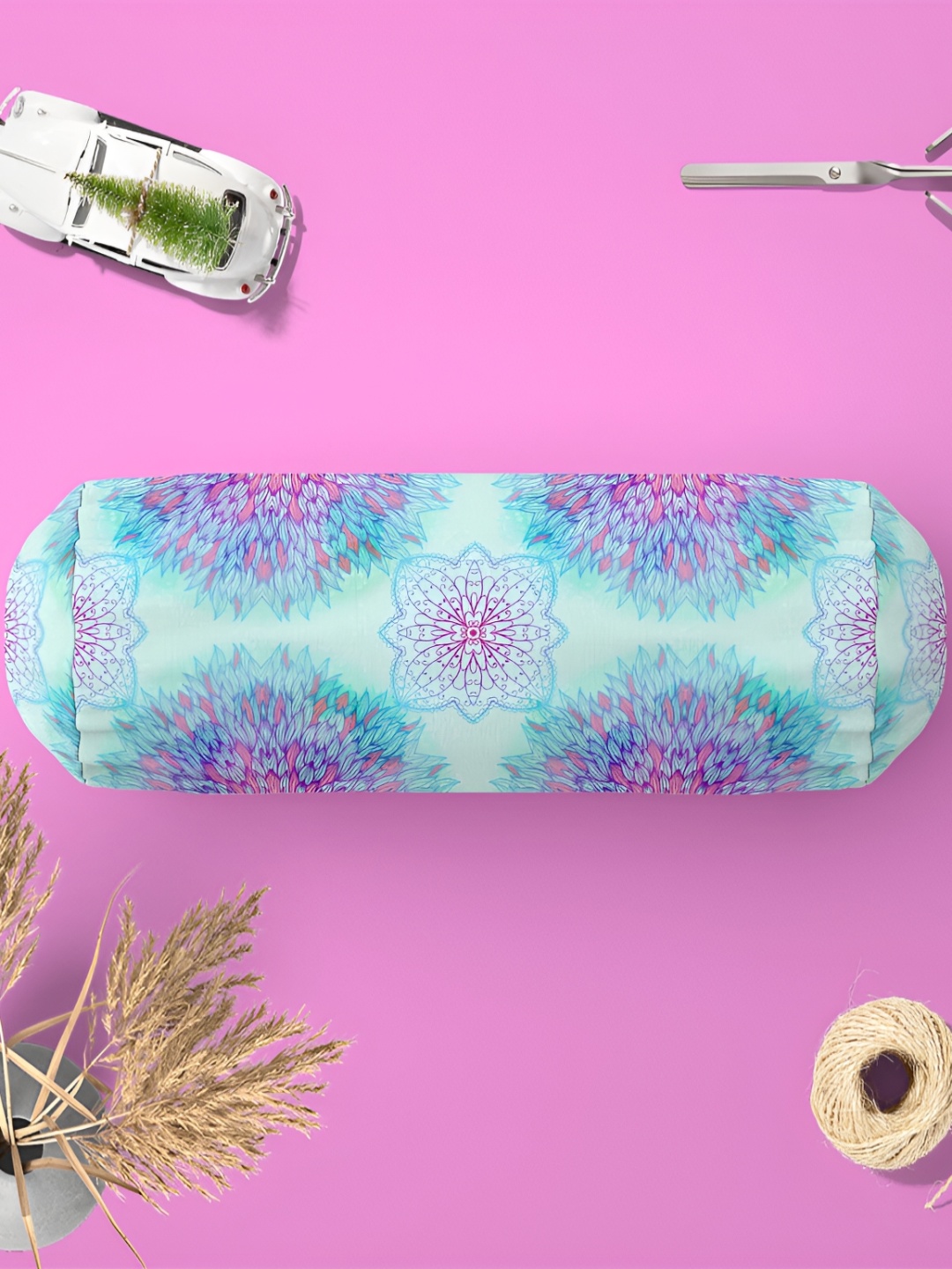 

ArtzFolio Blue & Pink 5 Pieces Printed Bolster Covers