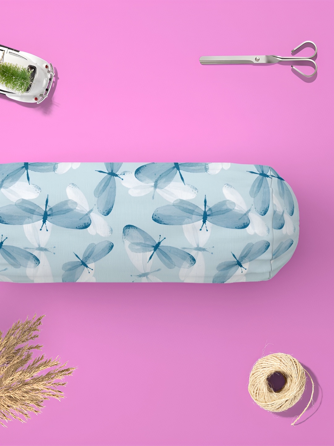 

ArtzFolio Blue & White 5 Pieces Printed Bolster Covers